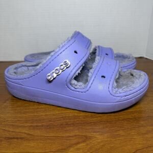 CROCS WOMENS CLASSIC COZZZY PLATFORM SANDALS FUZZY SLIPPERS SLIDE SIZE 6